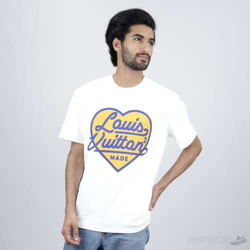 LV Yellow Heart Logo White T-Shirt