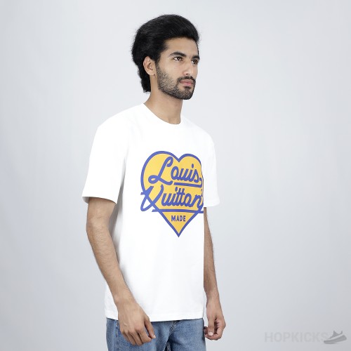 LV Yellow Heart Logo White T-Shirt