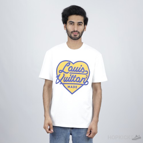 LV Yellow Heart Logo White T-Shirt