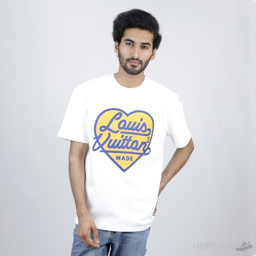 LV Yellow Heart Logo White T-Shirt