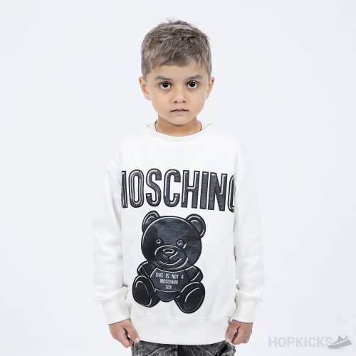 Moschino Kids teddy logo-print cotton sweatshirt - White