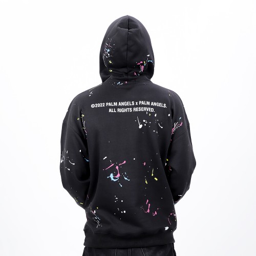 Palm Angels Palm-Print Paint-Splatter Effect Hoodie