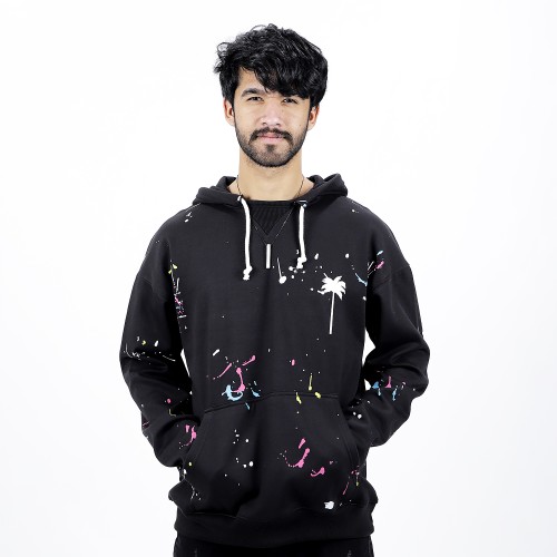 Palm Angels Palm-Print Paint-Splatter Effect Hoodie