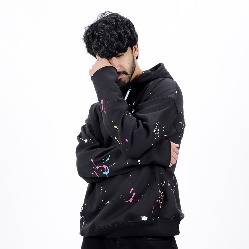 Palm Angels Palm-Print Paint-Splatter Effect Hoodie