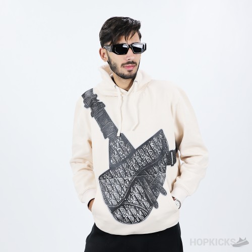 Dior Homme White Saddle Bag Print Hoodie