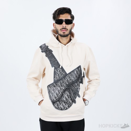 Dior Homme White Saddle Bag Print Hoodie