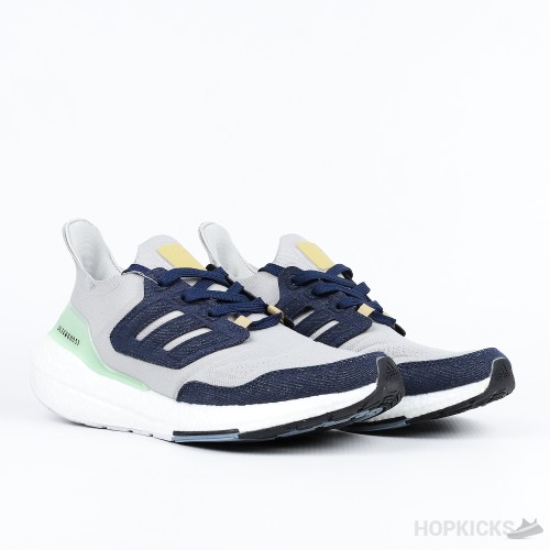 Adidas Ultra Boost 22 Halo Silver Shadow Navy Linen Green (Premium Plus Batch)