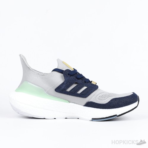 Adidas Ultra Boost 22 Halo Silver Shadow Navy Linen Green (Premium Plus Batch)