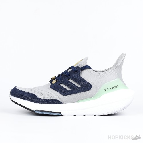 Adidas Ultra Boost 22 Halo Silver Shadow Navy Linen Green (Premium Plus Batch)