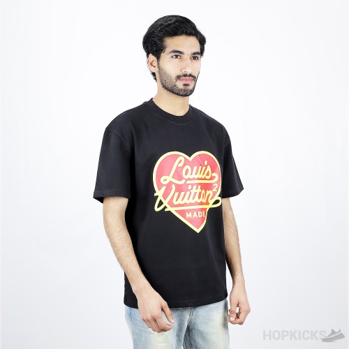 L*V x Nigo Intarsia Jacquard Heart Crewneck Dark Ocean