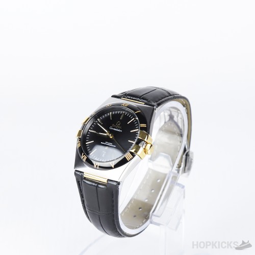 Luxury Watch Omega Constellation Co-Axial Black Dial Black Leather Swiss Automatic Watch