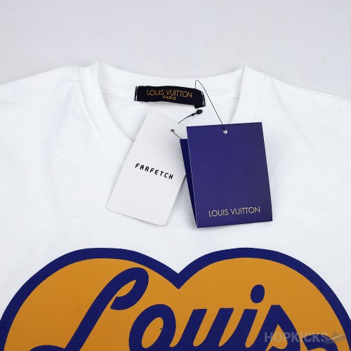 LV Yellow Heart Logo White T-Shirt