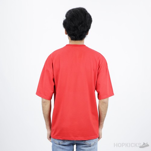 Balenciaga Paris Print Logo Red T-Shirt