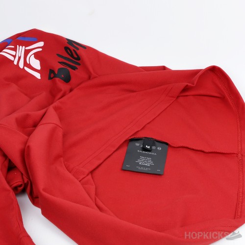 Balenciaga Paris Print Logo Red T-Shirt