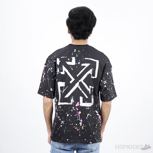 OFF-WHITE X Marais Splatter Print Black T-Shirt