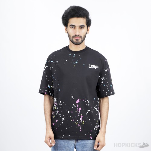 OFF-WHITE X Marais Splatter Print Black T-Shirt