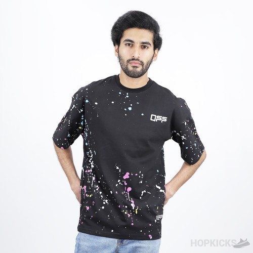 OFF-WHITE X Marais Splatter Print Black T-Shirt