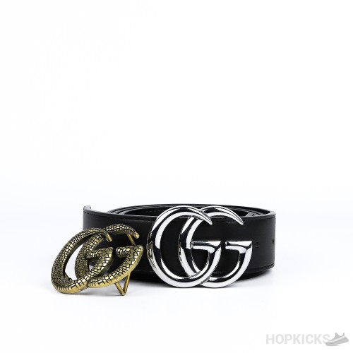 Gucci GG Silver Buckle Black Belt