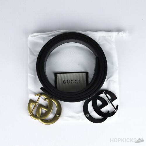 Gucci GG Silver Buckle Black Belt