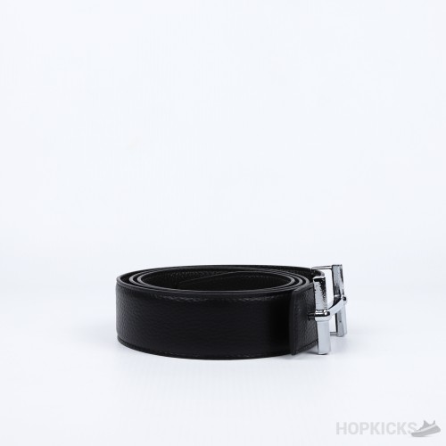 Hermes Silver H black Belt