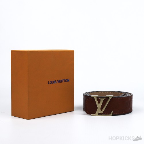 LV Golden Brown Square Pattern Belt