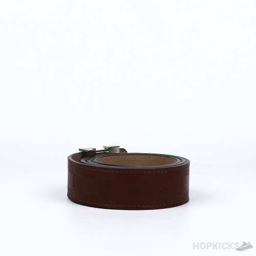 LV Golden Brown Square Pattern Belt