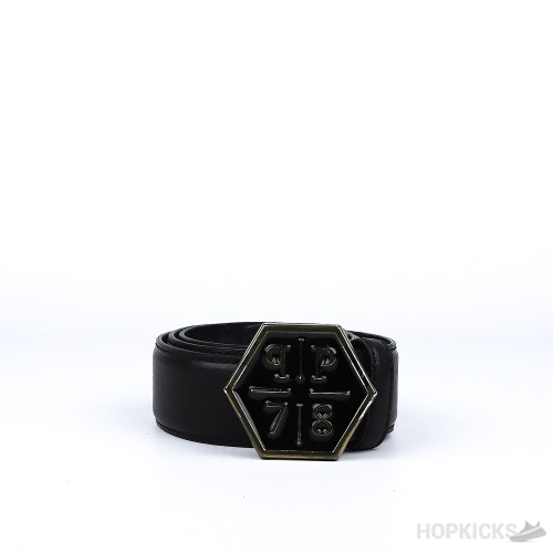 Philip Bean Hexagon Buckle Black Belt