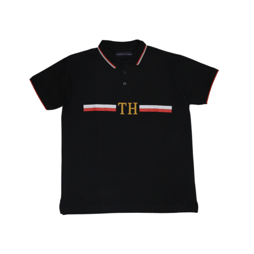 Tom Hilfiger Stripped Black Polo T-Shirt (Economy Batch)