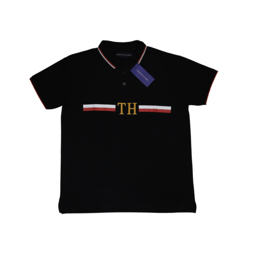 Tom Hilfiger Stripped Black Polo T-Shirt (Economy Batch)