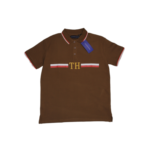 Tom Hilfiger Stripped Brown Polo T-Shirt (Economy Batch)