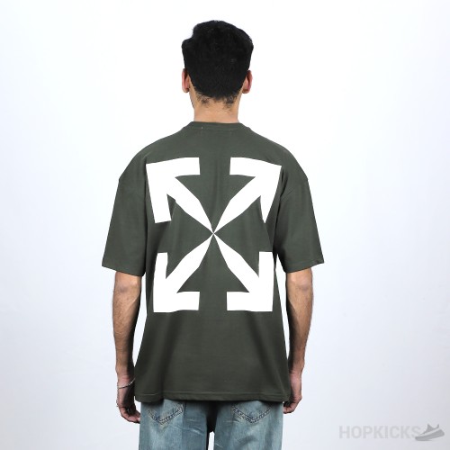 Off-White Olive Cotton Crew Neck T-Shirt (Economy Batch)