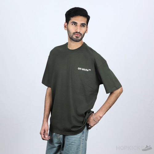 Off-White Olive Cotton Crew Neck T-Shirt (Economy Batch)
