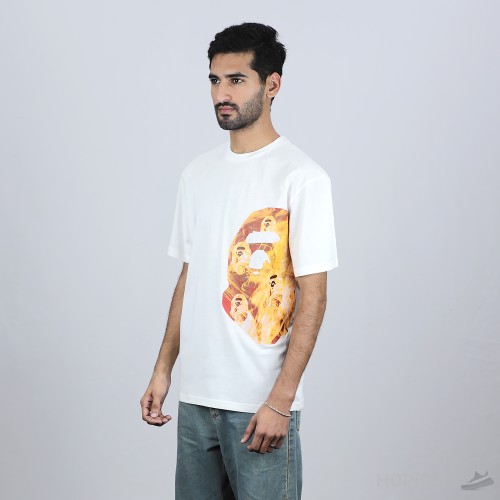 Bape On Fire White T-Shirt (Economy Batch)