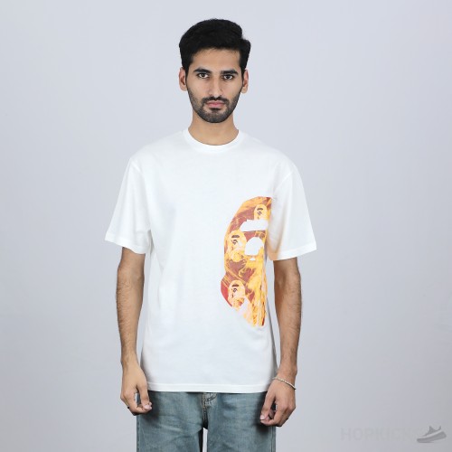 Bape On Fire White T-Shirt (Economy Batch)