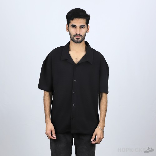 Off-White Textured Black Safari Shirt (Economy Batch)