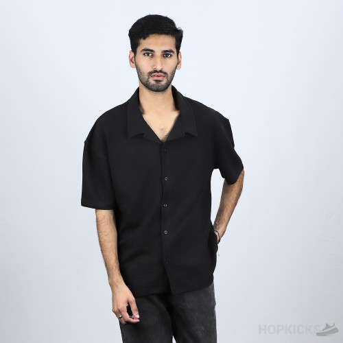 Off-White Textured Black Safari Shirt (Economy Batch)