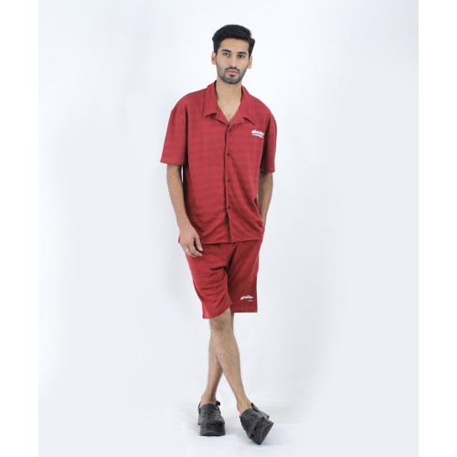 Off-White Maroon Shirt and Shorts (Economy Batch)