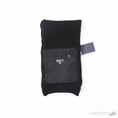 Prada Zipped Pocket Knitted Scarf