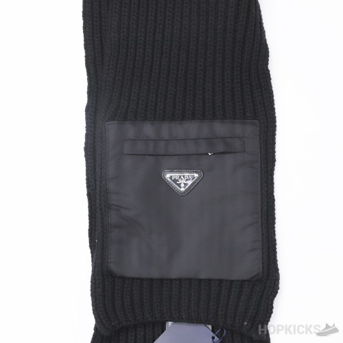 Prada Zipped Pocket Knitted Scarf