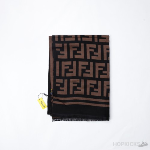 Fendi Scarf Silk and Wool Tan Brown