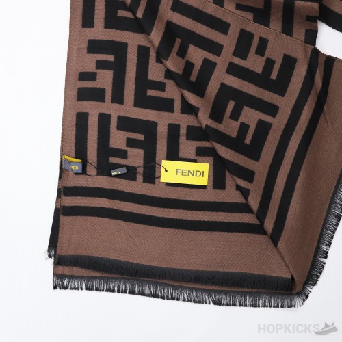 Fendi Ff Wool & Silk Jacquard Knit Scarf
