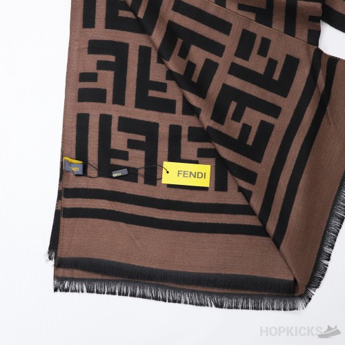 Fendi Scarf Silk and Wool Tan Brown