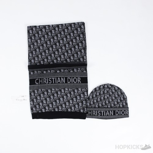 Christian Dior White Black Scarf and Beanie