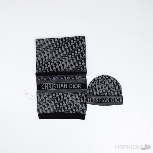 Christian Dior White Black Scarf and Beanie