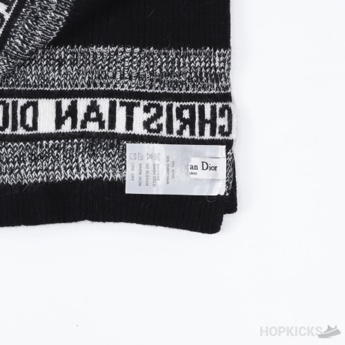 Dior Stripe Hat, Scarf Set Black and Grey