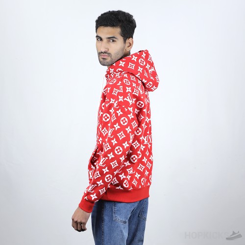Louis Vuitton X Supreme Red Monogram Cotton Box Logo Hoodie (Economy Batch)