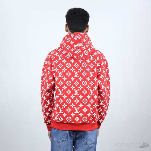 Louis Vuitton X Supreme Red Monogram Cotton Box Logo Hoodie (Economy Batch)