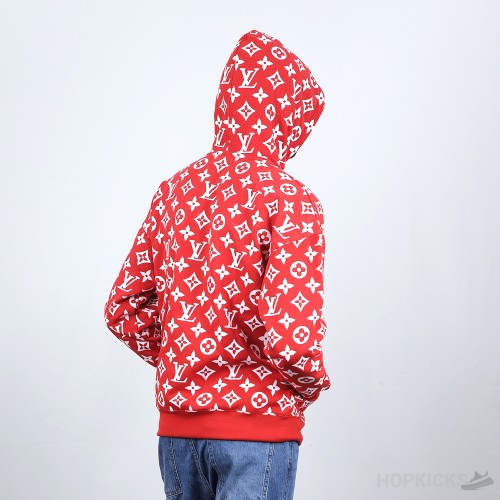 Louis Vuitton X Supreme Red Monogram Cotton Box Logo Hoodie (Economy Batch)