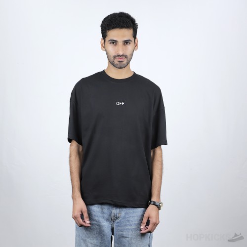 Off-White Crew Neck T-Shirt With Back Arrow Embroidery (Economy Batch)