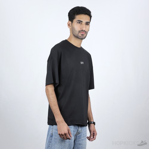 Off-White Crew Neck T-Shirt With Back Arrow Embroidery (Economy Batch)